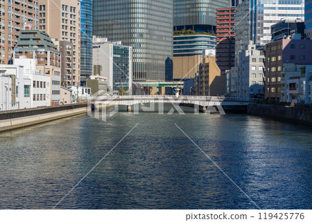 Osaka City: Tosabori River and Nakanoshima skyscrapers 119425776