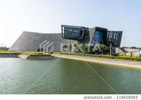 Modern building view of the Southern Branch of the National Palace Museum in Chiayi, Taiwan.  119426093