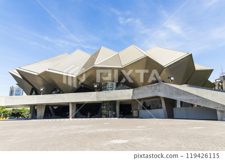 Building view of the Taipei Music Center in Taiwan. It's a professional pop music performance venue, exhibition hall, and industrial area in Taipei City. Building view of the Taipei Music Center in Taiwan. It's a professional pop music performance venue, exhibition hall, and industrial area in Taipei City. 119426115