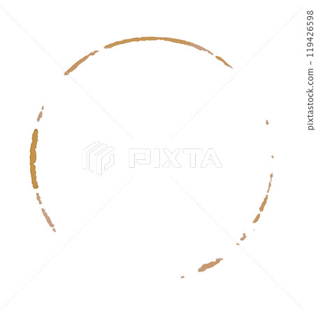 Coffee cup stain, brown trace of mug, design element isolated on white Coffee cup stain, brown trace of mug, design element isolated on white 119426598