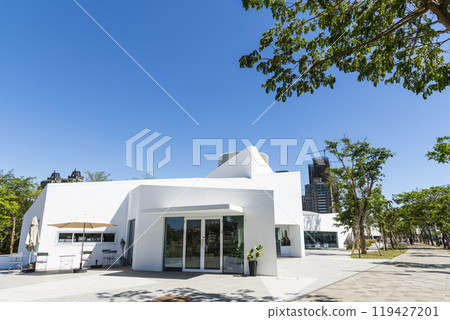 The architectural landscape of the Neiwei Arts Center in Kaohsiung, Taiwan. It is located in the Neiweipi Cultural Park Area of Kaohsiung. The architectural landscape of the Neiwei Arts Center in Kaohsiung, Taiwan. It is located in the Neiweipi Cultural Park Area of Kaohsiung. 119427201