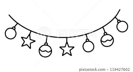 線描オーナメント 1200 Line-drawn Ornaments & Handdrawn christmas toy ornament set black and white pendant clip
