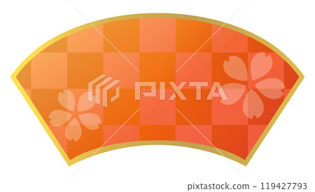 Japanese-style frame of cherry blossoms and fans_New Year_Celebration_Traditional Japanese pattern_New Year's material Japanese-style frame of cherry blossoms and fans_New Year_Celebration_Traditional Japanese pattern_New Year's material 119427793