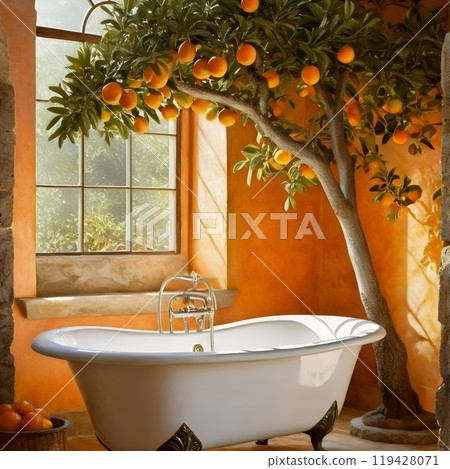 有橙樹的浴室 119428071