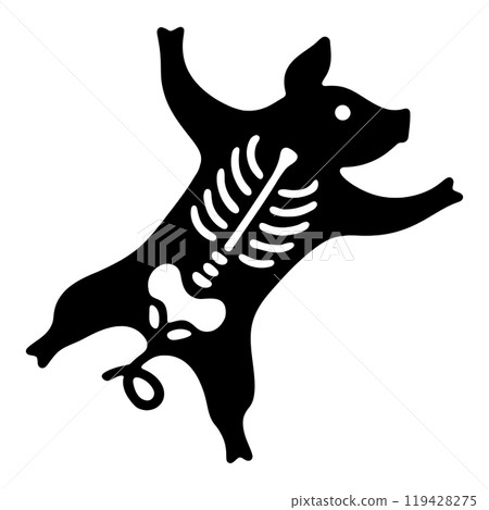 透明背景上的豬骨剪影圖切口 透明背景上的豬骨剪影圖切口 119428275