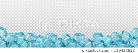 3d ice cube bottom border isolated background 119428628