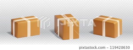 3d delivery cardboard box package, carton parcel 119428630