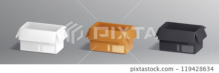 Open cardboard box for storage and delivery 119428634