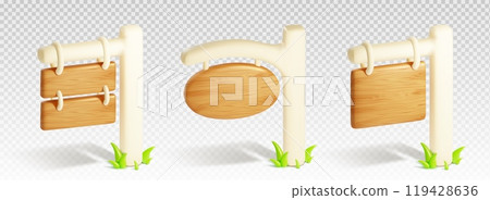 3d wood travel road signboard isolated vector 119428636