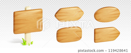 3D wooden signboards set 119428641