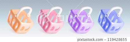 3d empty grocery shop cart basket vector render 3d empty grocery shop cart basket vector render 119428655
