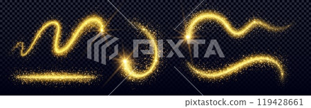 Magic gold glitter dust with star sparkle vector 119428661