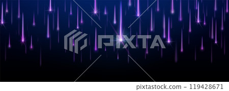 Space comet rain with purple neon star shower. 119428671