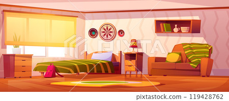 Cozy girlish empty bedroom interior Cozy girlish empty bedroom interior 119428762
