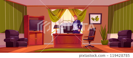 School principal office room with desk cartoon School principal office room with desk cartoon 119428785
