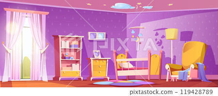 Nursery baby room interior and child bed furniture 119428789