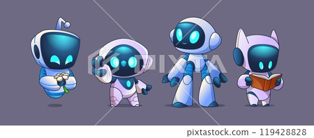 Set of cute robot characters 119428828