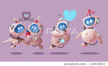 Cute ai robot bot character fall in love cartoon 119428833