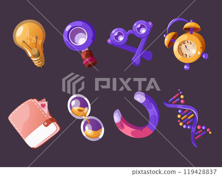 School science vector icon with magnet and dna 119428837