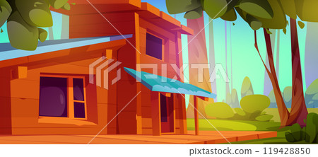 Forest house terrace and home porch illustration 119428850