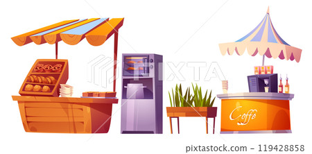 Street bakery and cafe stall set 119428858