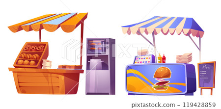 Street food market stall festival illustration 119428859