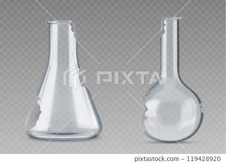 Broken test laboratory glass tube flask equipment Broken test laboratory glass tube flask equipment 119428920