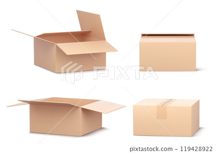 3d open empty delivery cardboard box vector icon 119428922