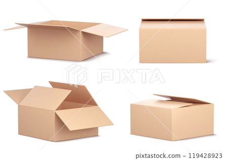 3d open empty delivery cardboard box vector icon 119428923