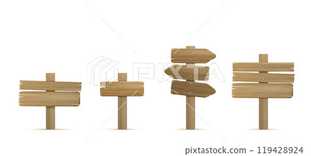 3D wooden signboards set 3D wooden signboards set 119428924