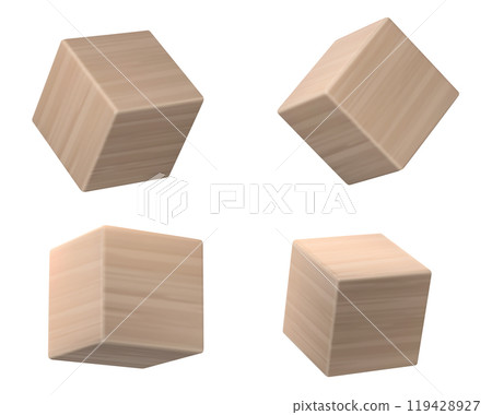 Set of 3D wooden cubes Set of 3D wooden cubes 119428927