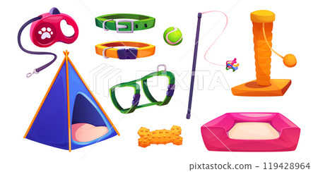 Pet shop goods isolated on white background 119428964