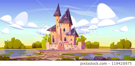 Royal castle with gates, windows and towers. Royal castle with gates, windows and towers. 119428975