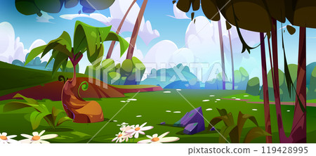 Summer meadow landscape with flowers Summer meadow landscape with flowers 119428995