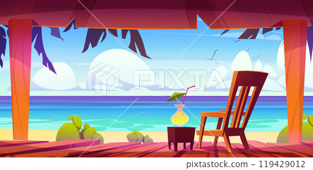 Terrace with beautiful sunny seascape view 119429012