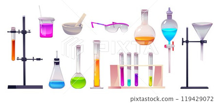 Chemical laboratory equipment set 119429072