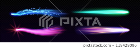 Missile burst effect or rocket neon speed flare 119429096