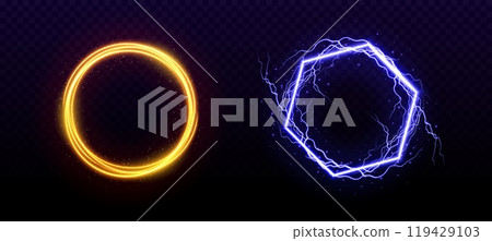 Magic portals set, lightning and shimmering effect Magic portals set, lightning and shimmering effect 119429103