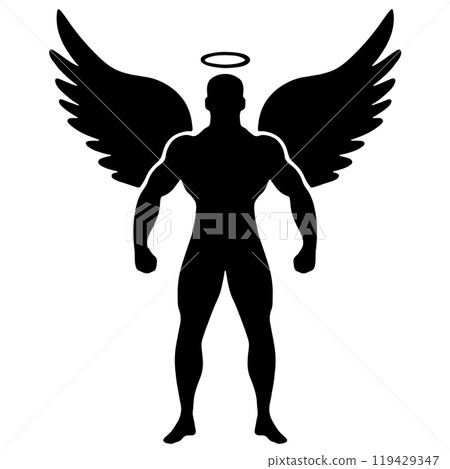 透明背景上的健美天使剪影圖切口 119429347