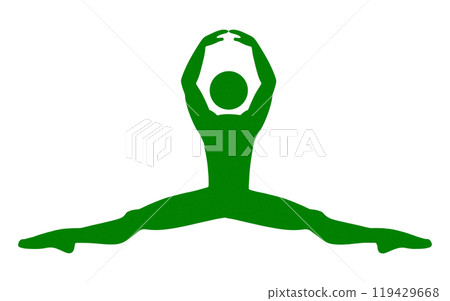 象形圖風格插圖一個人做張開腿伸展運動,在透明背景上剪下 象形圖風格插圖一個人做張開腿伸展運動,在透明背景上剪下 119429668