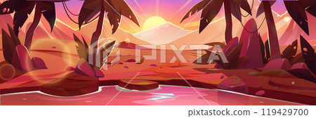 Sunset or sunrise in desert - panoramic landscape 119429700