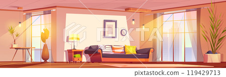 Light living room in modern apartment 119429713