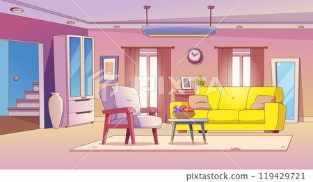 Contemporary living room with couch and armchair Contemporary living room with couch and armchair 119429721