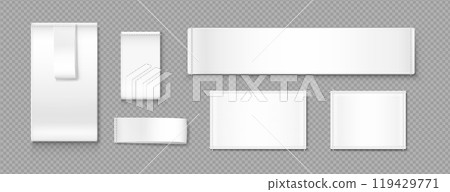 Set of blank cloth tags on transparent background 119429771