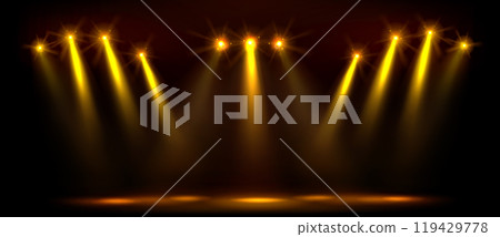 Gold abstract stage with spotlight for party show 119429778