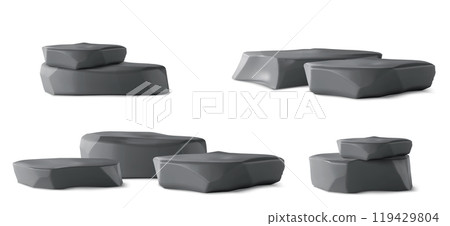 Black smooth stones as product display podium. 119429804