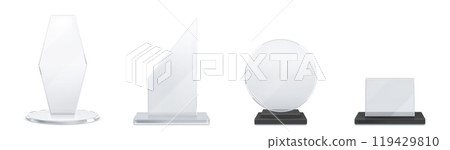 3D glass trophies set isolated on white 3D glass trophies set isolated on white 119429810