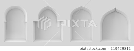 Arch window of mosque or muslim building. Arch window of mosque or muslim building. 119429811