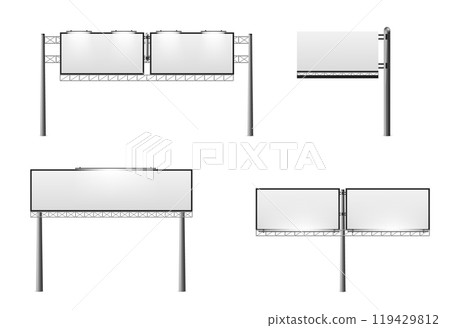 Street billboard mockup with blank banner and lamp 119429812