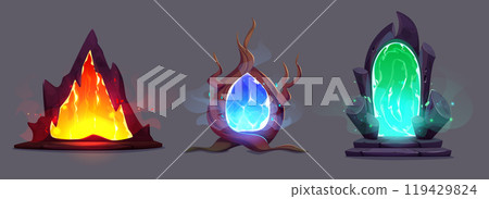 Magic game portals set isolated on background Magic game portals set isolated on background 119429824